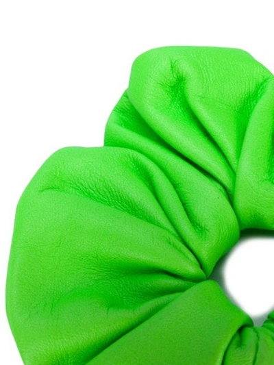 Shop Manokhi Leather Hair Scrunchie In Green