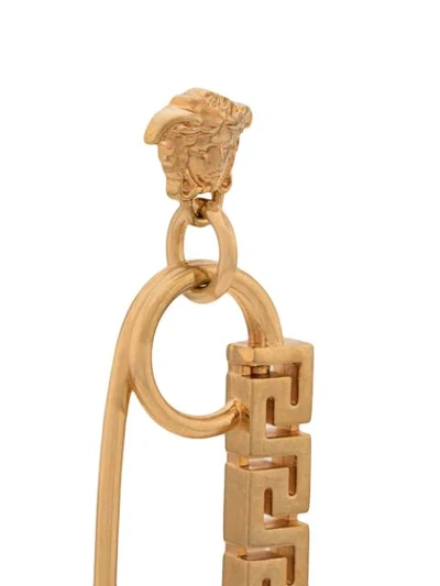 Shop Versace Crystal Embellished Safety Pin Earrings In Gold