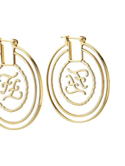 Shop Fendi Ff Karligraphy Engraved Earrings