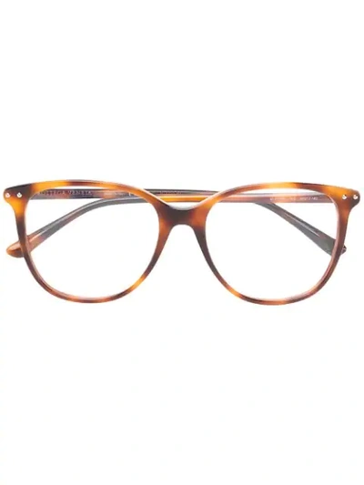 Shop Bottega Veneta Square Frame Glasses In Brown