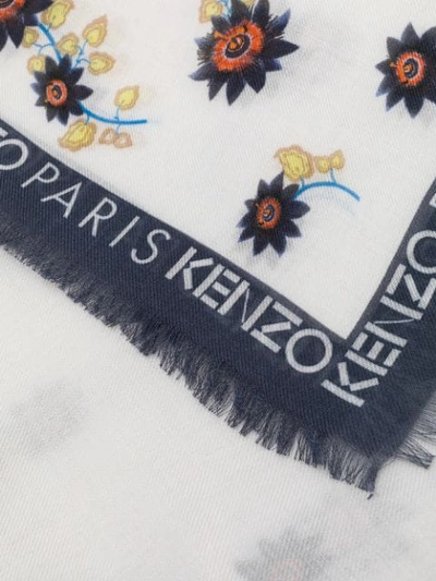 Shop Kenzo Floral Print Scarf In White