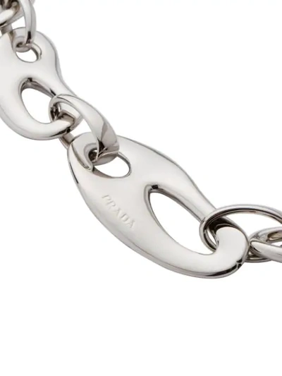 Shop Prada Metal Necklace In Silver