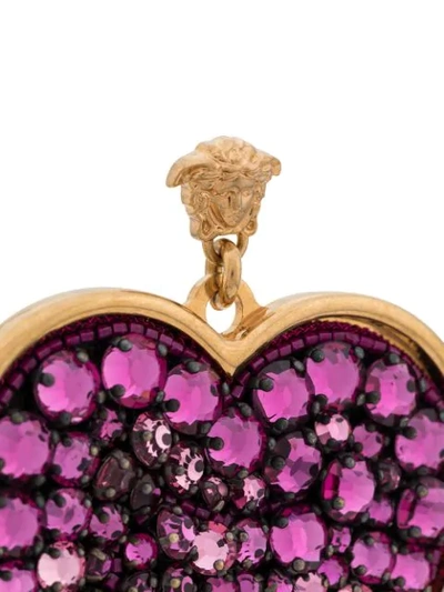 Shop Versace Heart Drop Earrings In Pink