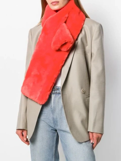 Shop Stand Studio Faux Fur Scarf In 2300 Acid Red