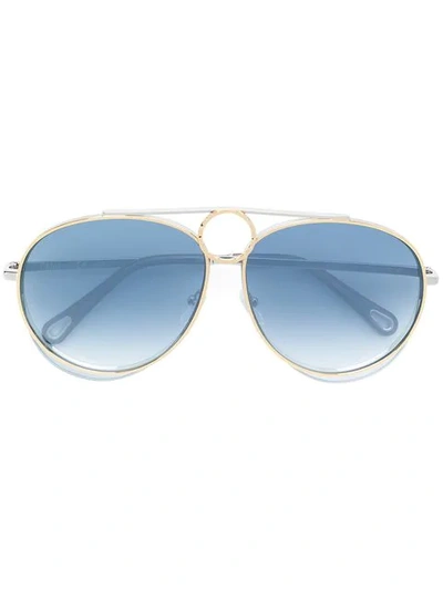 Shop Chloé Aviator Sunglasses In Metallic