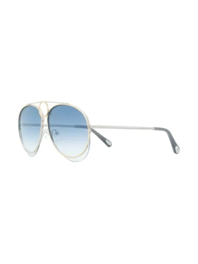 Shop Chloé Aviator Sunglasses In Metallic