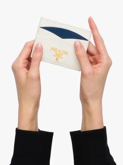 Shop Prada Saffiano Leather Card Holder In White