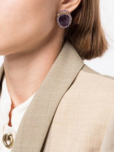 Shop Anton Heunis Amethyst Cluster Earrings In Purple