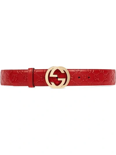 Shop Gucci Gg Logo Belt In Red