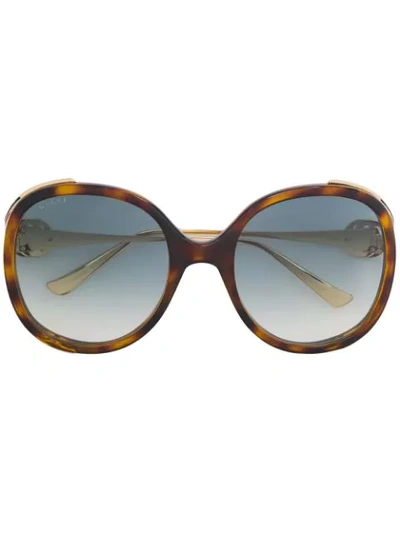 Shop Gucci Oversized Round Frame Sunglasses