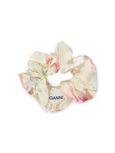 Shop Ganni Tie-dye Scrunchie In Neutrals