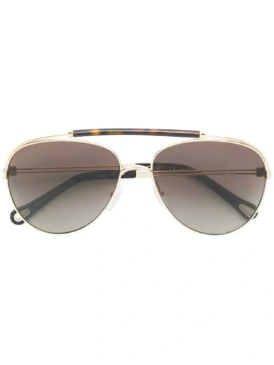 Shop Chloé Reece Aviator-frame Sunglasses In Metallic