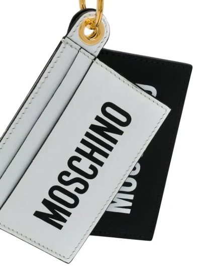 Shop Moschino Card Holder Keychain In White