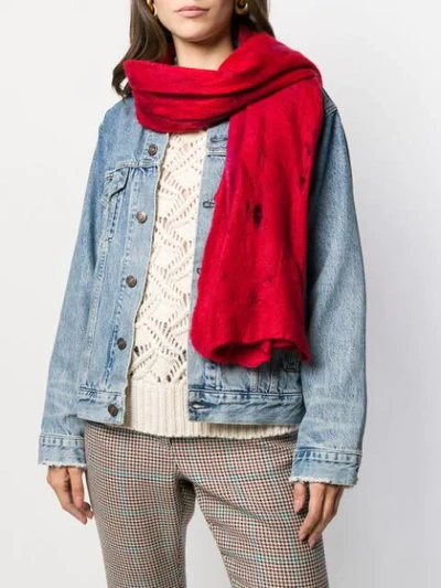 Shop Faliero Sarti Distressed Oversized Scarf In Red