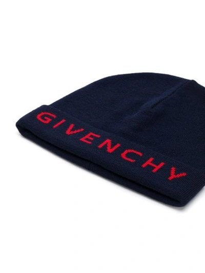Shop Givenchy Logo Beanie - Blue