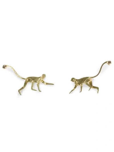 Shop Marc Alary Micro Monkey Stud Earrings - Metallic