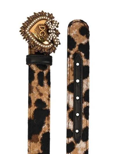 Shop Dolce & Gabbana Leopard Print Devotion Belt In Brown
