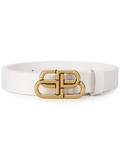 Shop Balenciaga Bb Buckle Belt In White