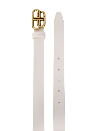 Bb Croc-effect Leather Belt In White
