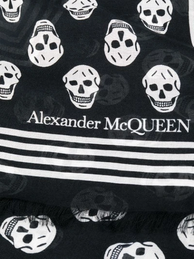Shop Alexander Mcqueen Skull Print Frayed Scarf In Black