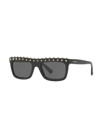 Shop Valentino Square Frame Sunglasses In Black