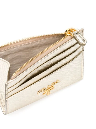 Shop Prada Top Zipped Wallet - Metallic