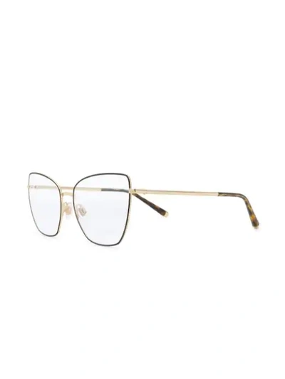 Shop Dolce & Gabbana Cat Eye Wire Glasses In Gold