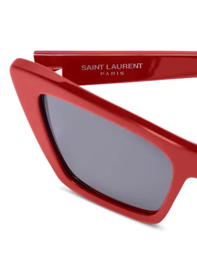 Shop Saint Laurent New Wave Rectangular-frame Sunglasses In Red