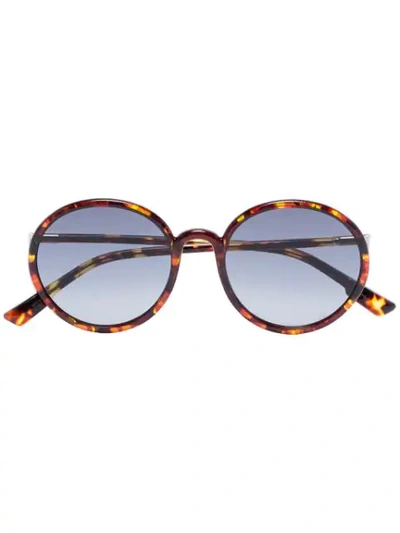 Shop Dior Brown Sostellaire1 Tortoiseshell Round Sunglasses