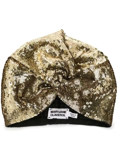 Shop Mary Jane Claverol Embroidered Wrap Hat In Gold