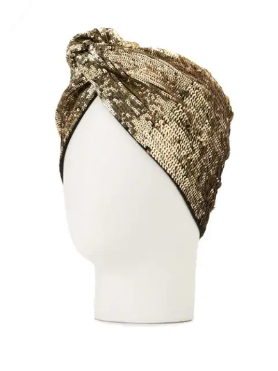 Shop Mary Jane Claverol Embroidered Wrap Hat In Gold