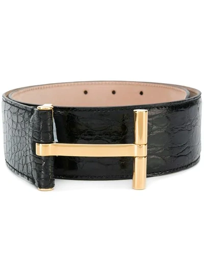 Shop Tom Ford T Buckle Belt In Black