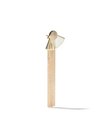 Shop Fairfax & Roberts 18kt Yellow Gold Tassel Diamond And Mother-of-pearl Earrings
