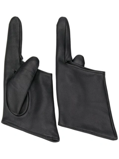 Shop Yohji Yamamoto Two Finger Gloves In 1 Black