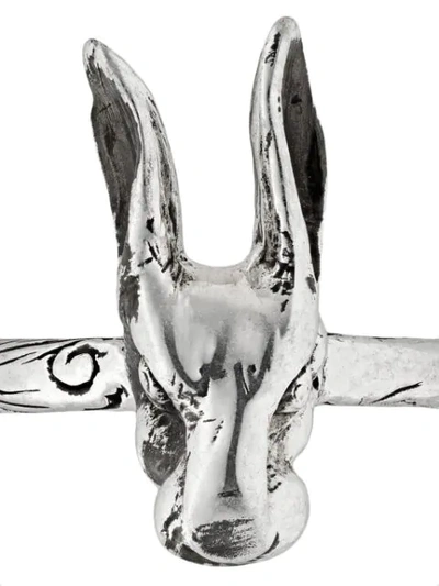 Shop Gucci Anger Forest Rabbit Head Ring In Silver