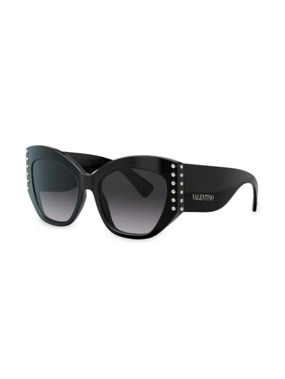 Shop Valentino Embellished Frames Black Cat Eye Sunglasses