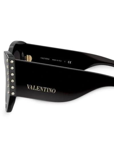 VALENTINO EYEWEAR 镶嵌猫眼框太阳眼镜 - 黑色