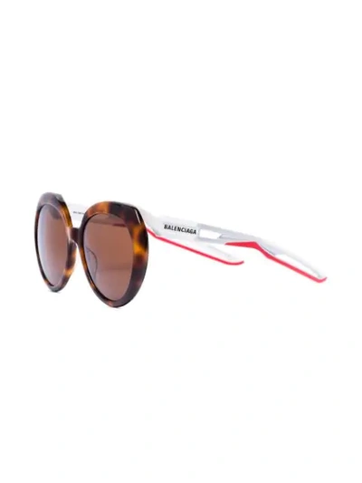 Shop Balenciaga Tortoiseshell-effect Round Sunglasses In Brown