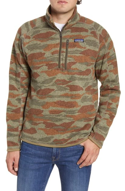 Shop Patagonia Better Sweater Quarter Zip Pullover In Bear Witness Camo/ Sage Khaki