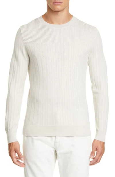 Shop Ermenegildo Zegna Wool & Silk Crewneck Sweater In Ivory