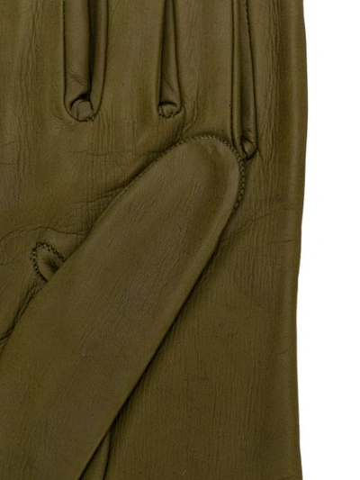 Shop Erika Cavallini Long Leather Gloves - Green