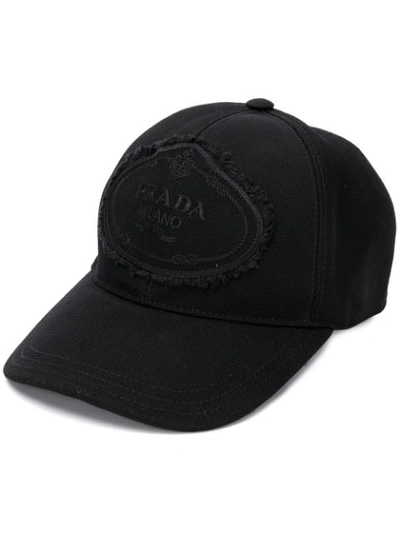 Shop Prada Logo Baseball Cap In Black