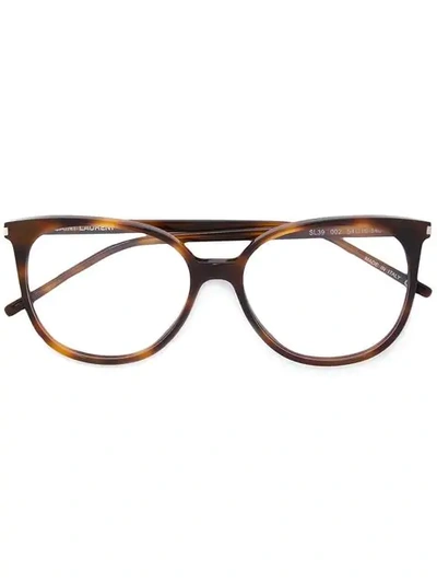 Saint Laurent Square-frame Glasses In Brown