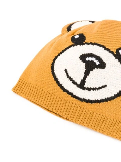 Shop Moschino Teddy Bear Beanie In Brown