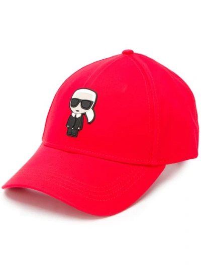 Shop Karl Lagerfeld Karl Ikonik Cap In Red