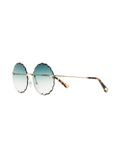 CHLOÉ EYEWEAR GREEN AND METALLIC GOLD ROSIE SUNGLASSES - 绿色