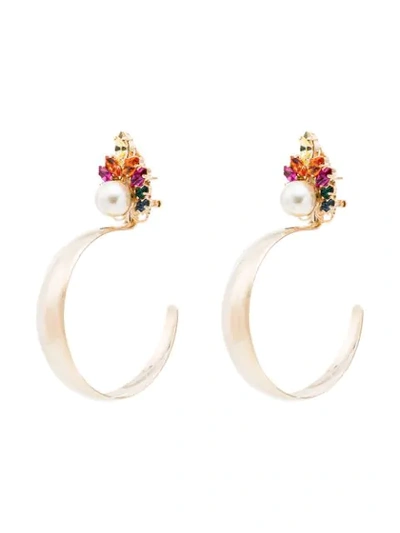 Shop Anton Heunis Crystal Cluster Hoop Earrings In Gold