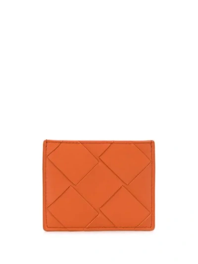 Shop Bottega Veneta Intrecciato Detailed Cardholder In Orange