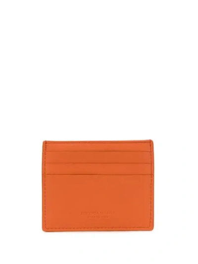 Shop Bottega Veneta Intrecciato Detailed Cardholder In Orange