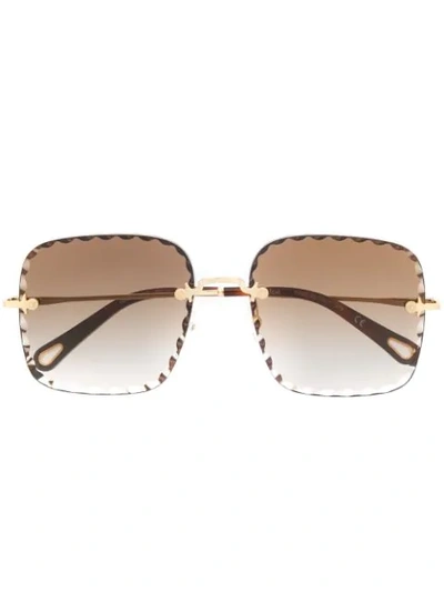 Shop Chloé Oversized Sunglasses In Gold